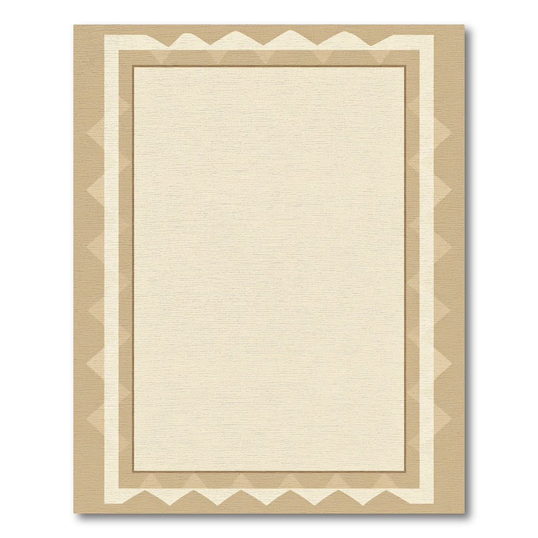 Warm Beige Geometric Border Rectangle Rug