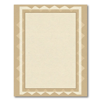 Warm Beige Geometric Border Rectangle Rug