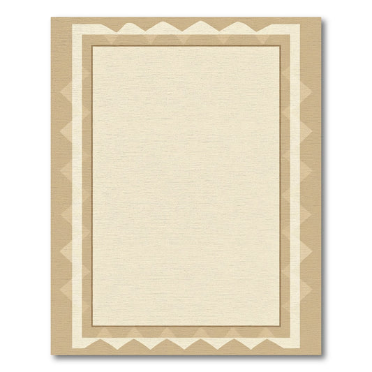 Warm Beige Geometric Border Rectangle Rug