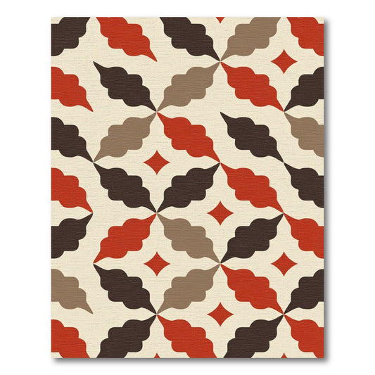 Crimson Brown Beige Diamond Medallion Rug