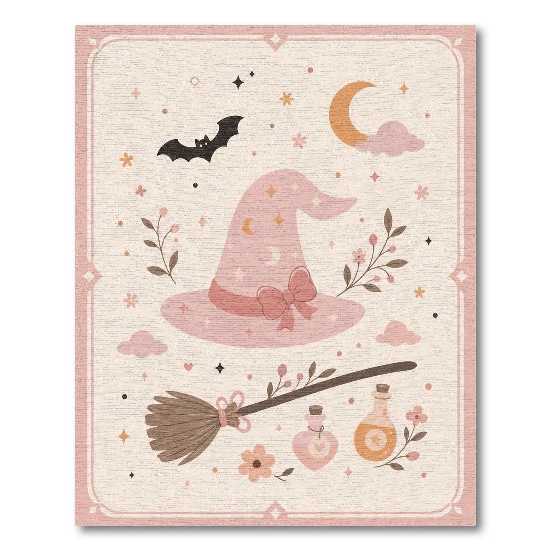 Pink Witch Hat Kids Area Rug