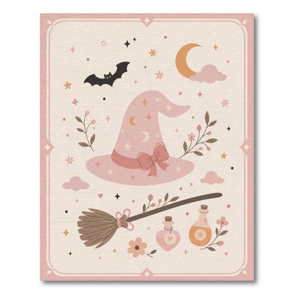 Pink Witch Hat Kids Area Rug