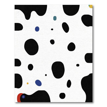 Abstract Black White Polka Dot Accents Rug