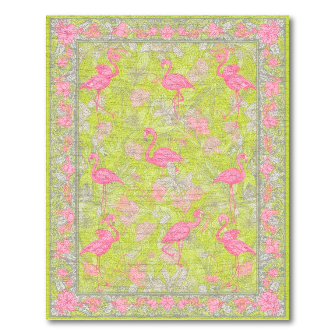 Floral Vintage Pink Flamingo Floral Area Rug