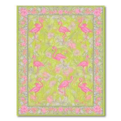 Floral Vintage Pink Flamingo Floral Area Rug