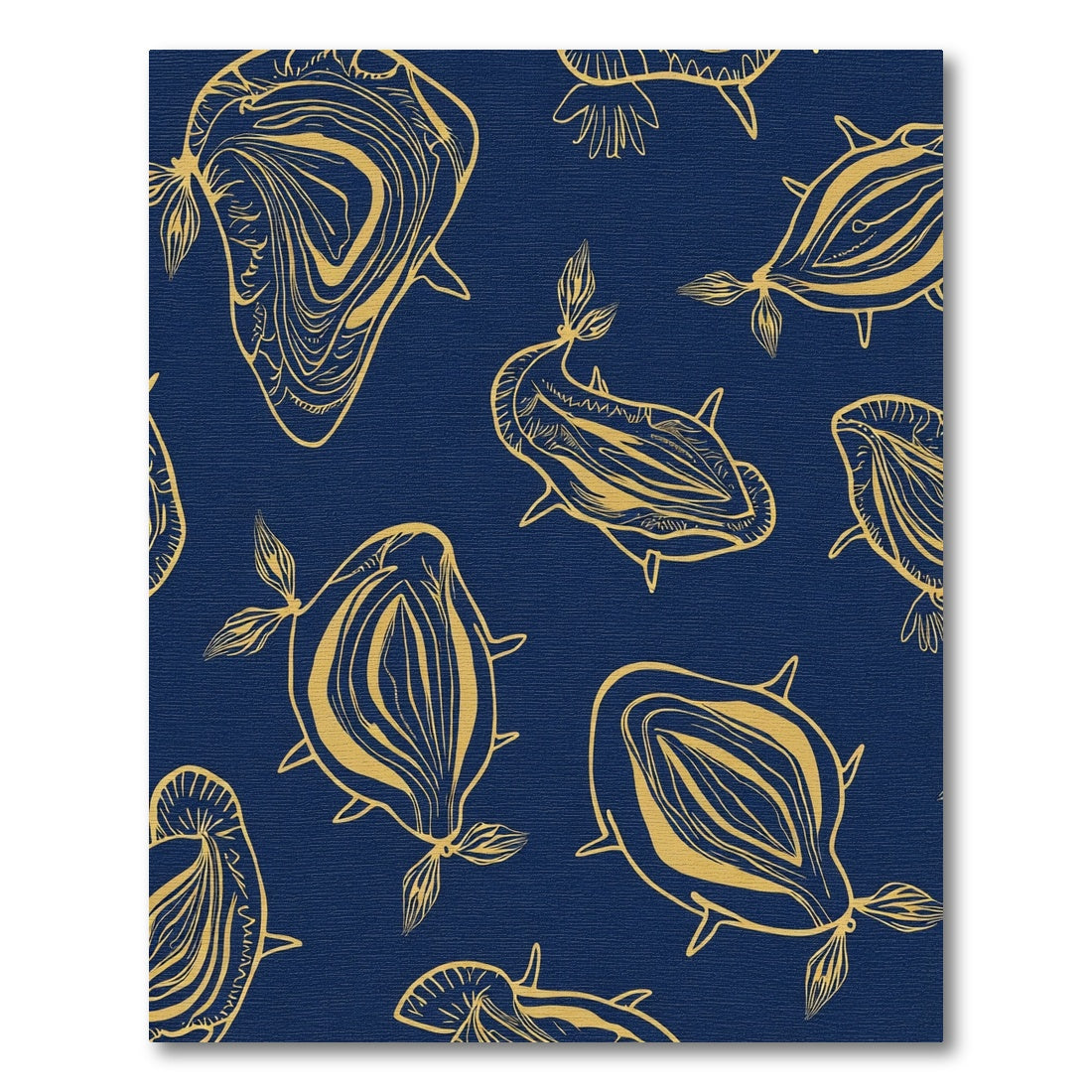 Golden Marine Life Navy Blue Rug