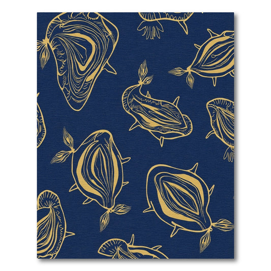 Golden Marine Life Navy Blue Rug