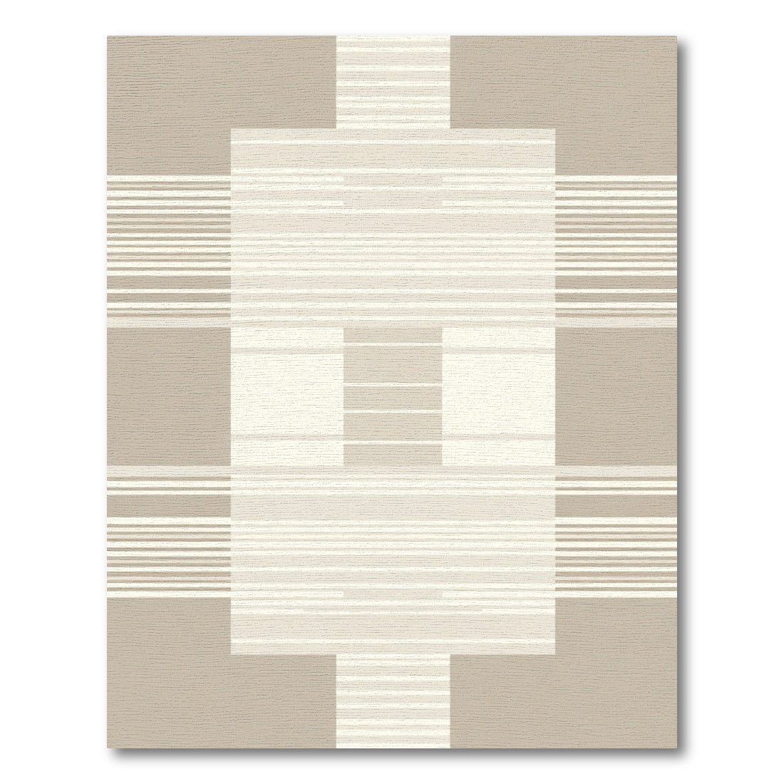 Neutral Toned Geometric Block Stripes Rug