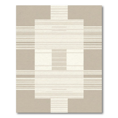 Neutral Toned Geometric Block Stripes Rug