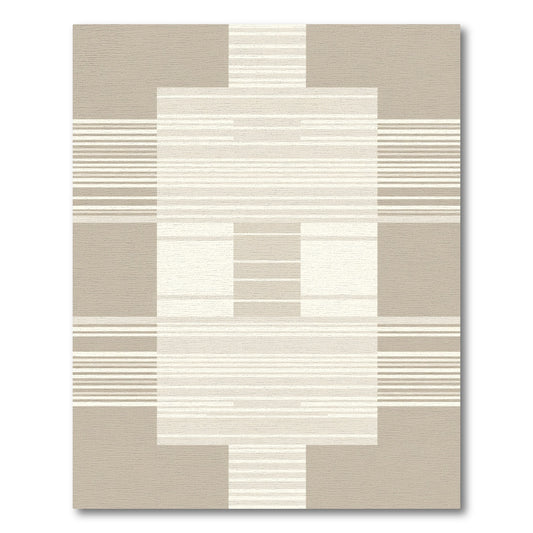Neutral Toned Geometric Block Stripes Rug