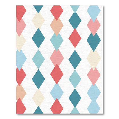 Coral Teal Diamond Stripe Rug