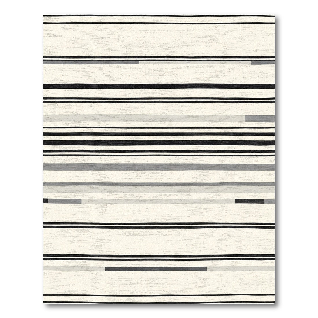 Offwhite Black Gray Horizontal Stripe Rug