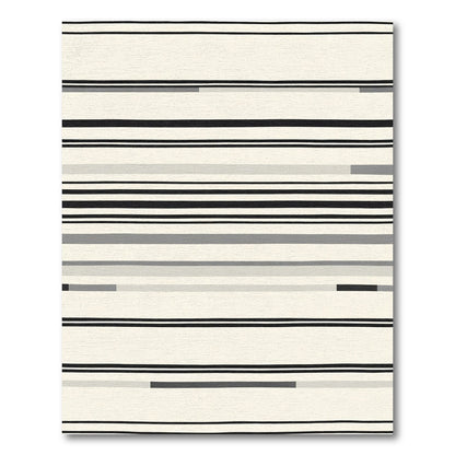Offwhite Black Gray Horizontal Stripe Rug