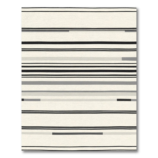 Offwhite Black Gray Horizontal Stripe Rug