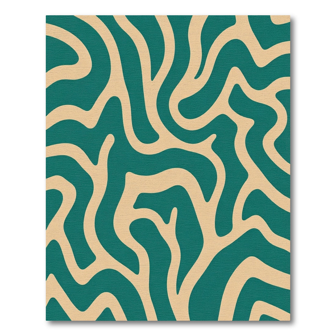 Teal Beige Abstract Wavy Lines Rug