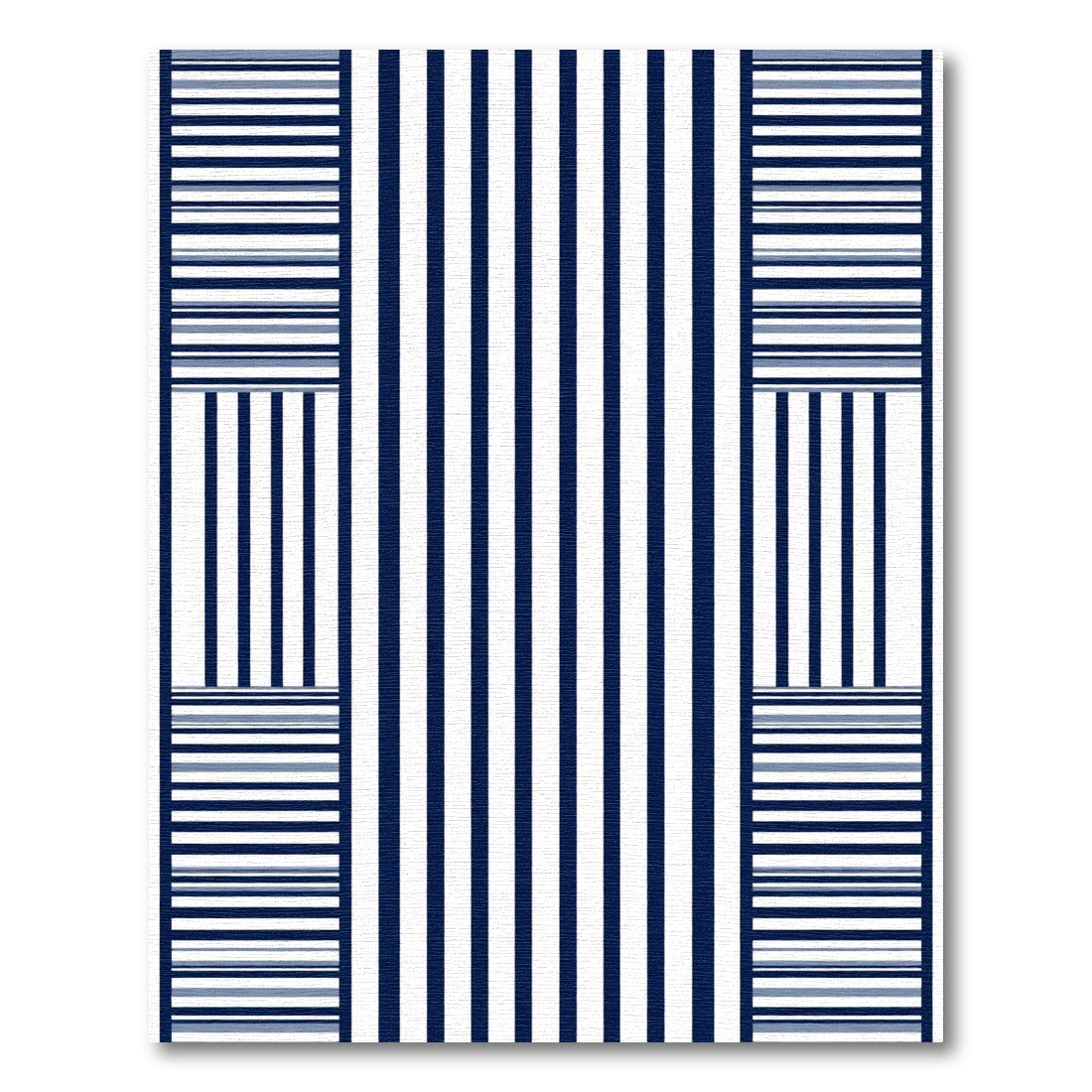 Navy White Striped Contemporary Geometric Rug