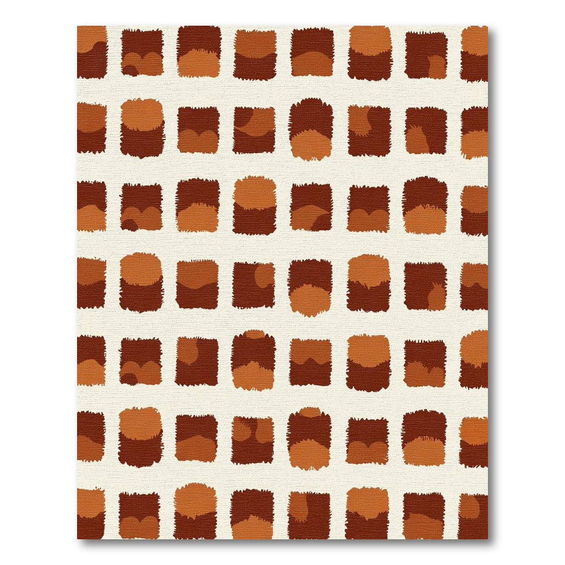 Brown Ochre Abstract SquaresRug Rug