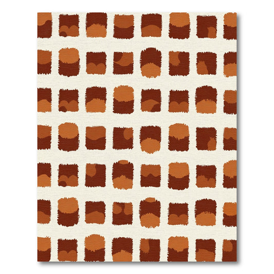 Brown Ochre Abstract SquaresRug Rug