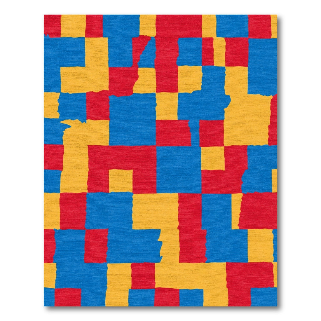 Abstract Red Blue Yellow Blocks Rug