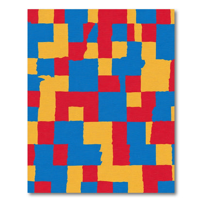 Abstract Red Blue Yellow Blocks Rug