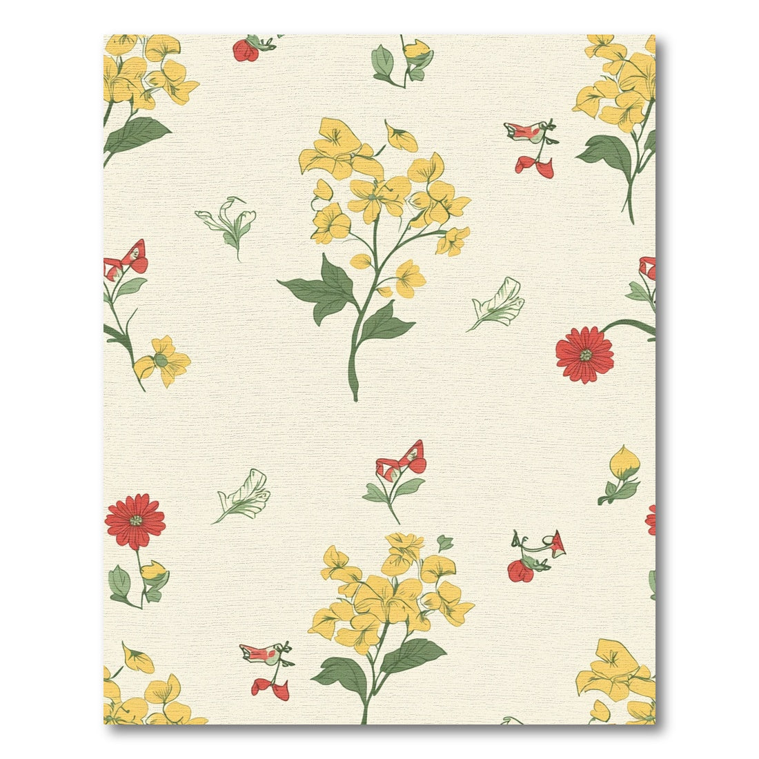 Yellow Red Blooming Botanical Garden Rug