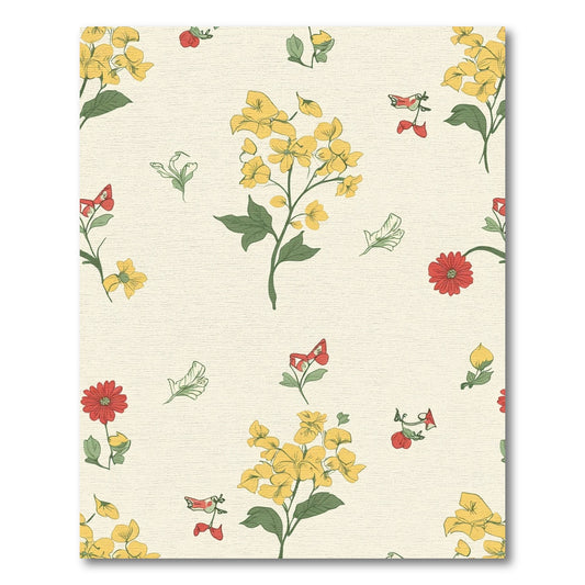 Yellow Red Blooming Botanical Garden Rug
