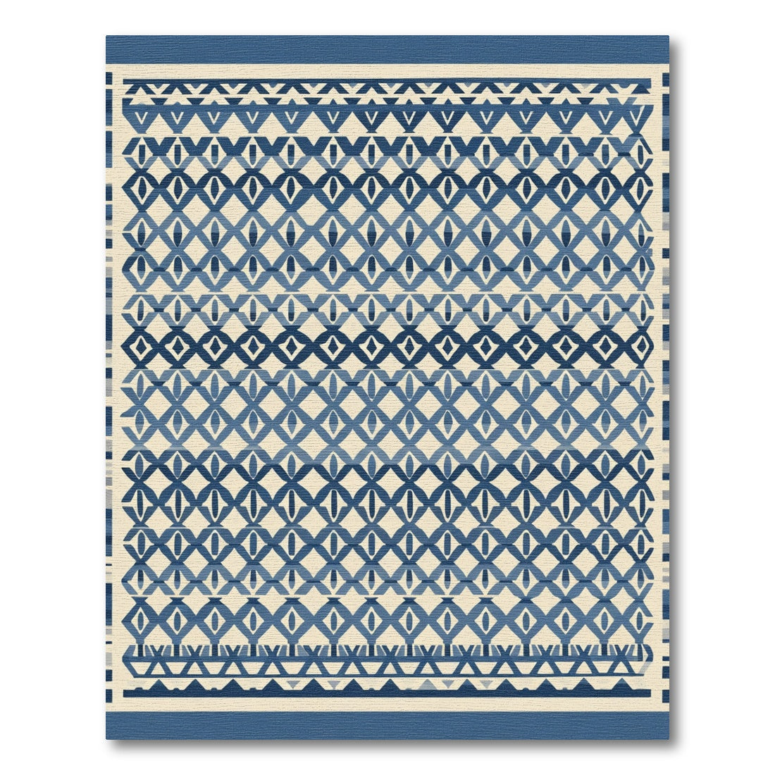 Navajo Blue Diamond Geometric Border Rug