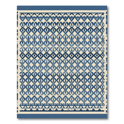 Navajo Blue Diamond Geometric Border Rug