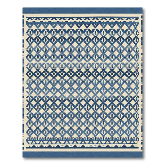 Navajo Blue Diamond Geometric Border Rug