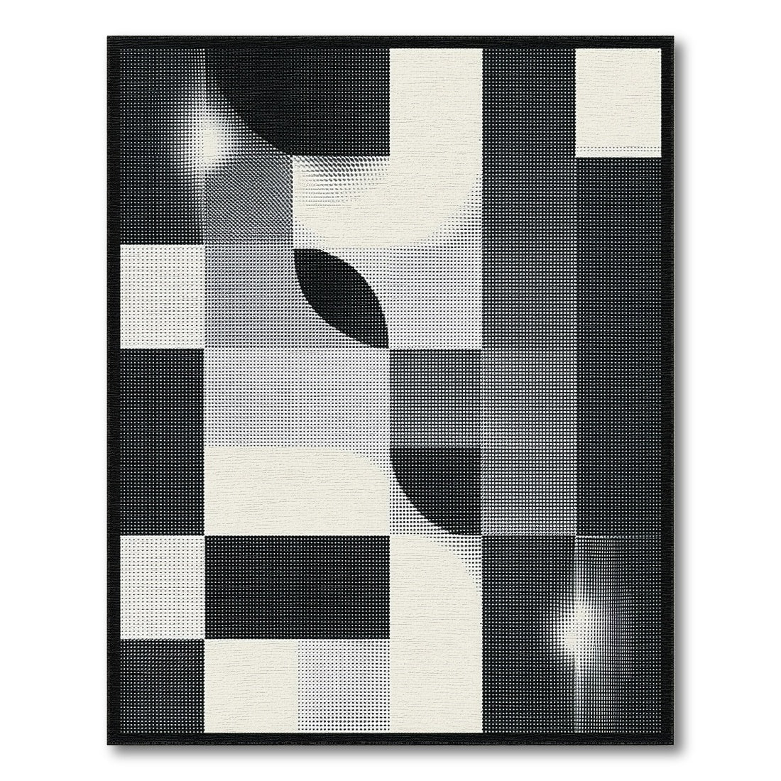 Washable Geometric Modern Black White Geometric Washable Area Rug