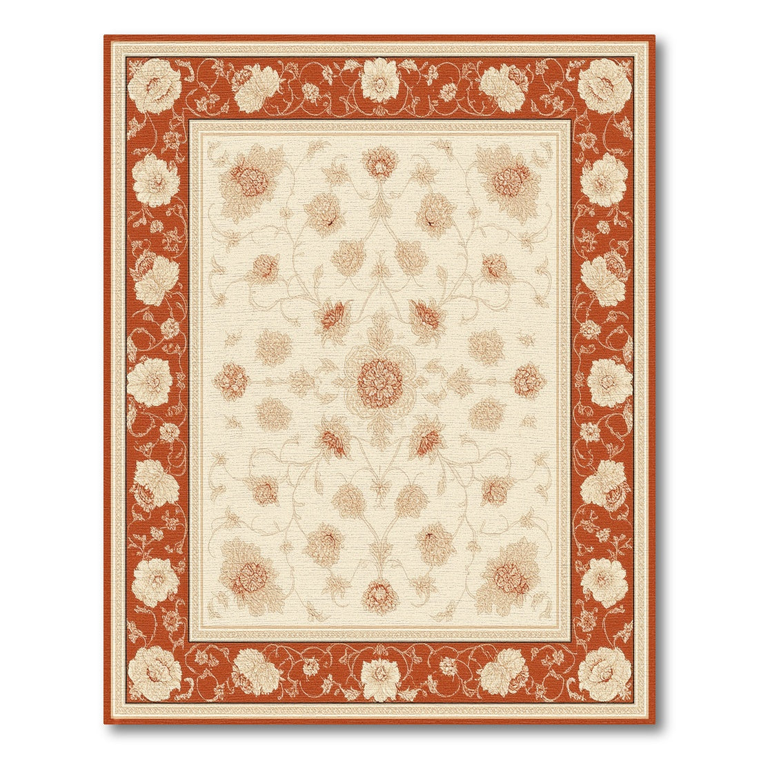 Red Floral Vintage Area Rug