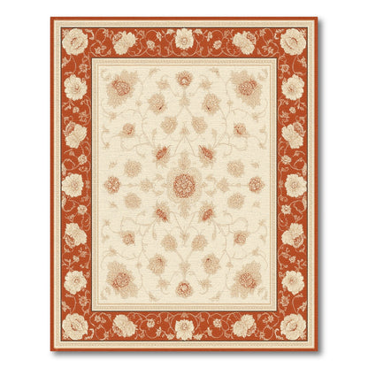 Red Floral Vintage Area Rug