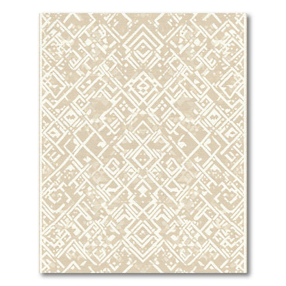 Cream White Geometric Texture Rug