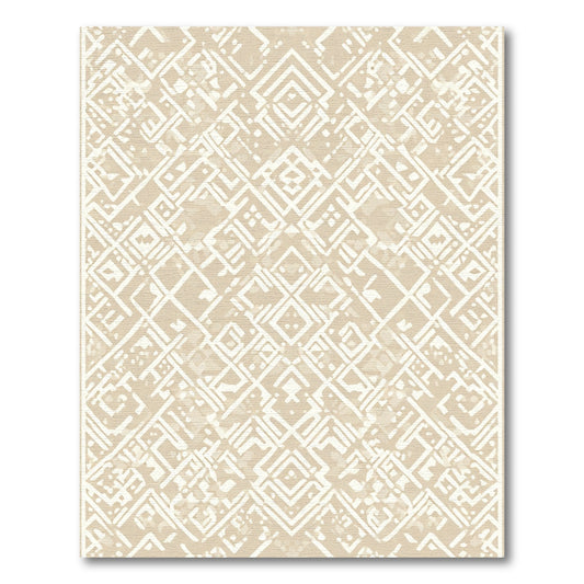 Cream White Geometric Texture Rug
