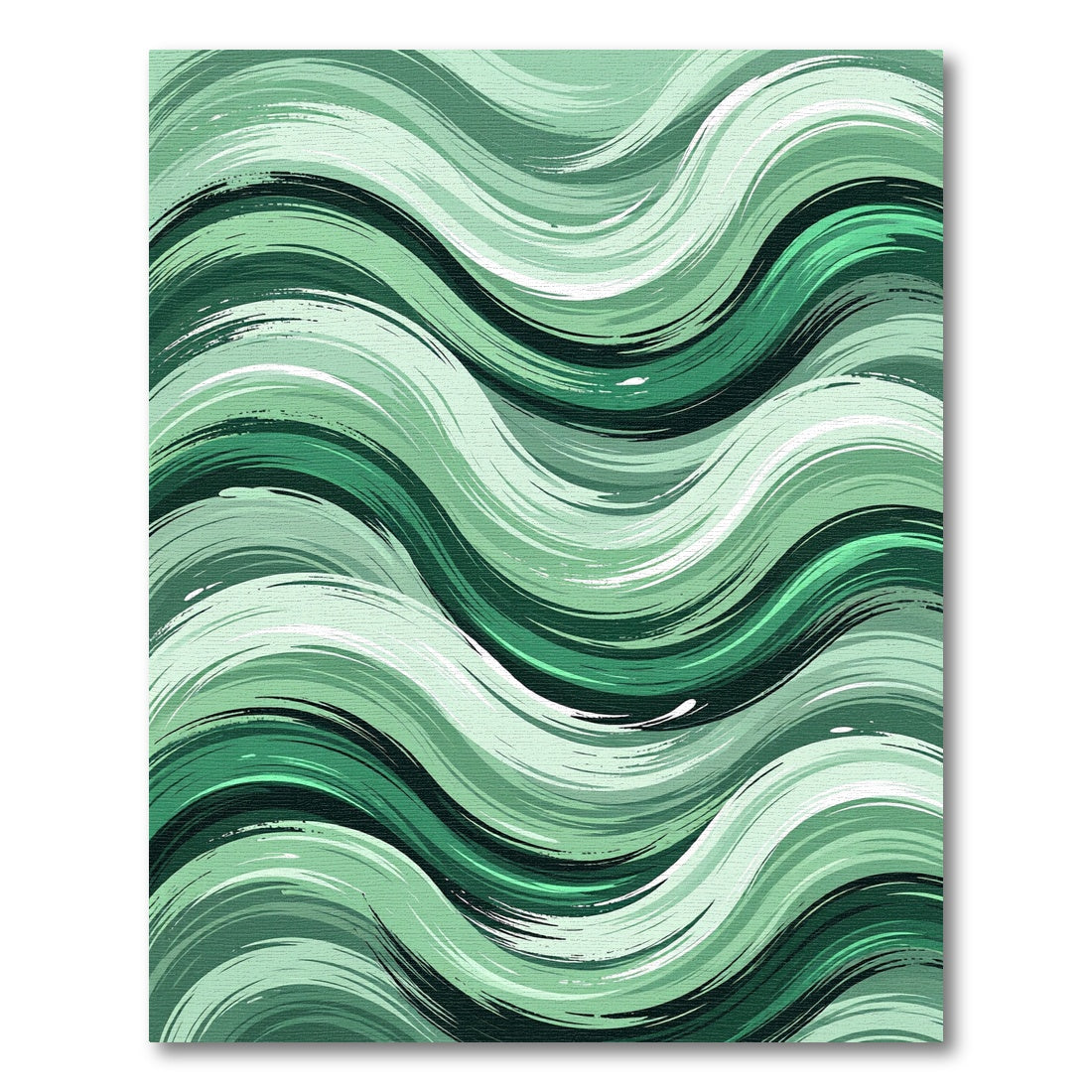 Deep Emerald Brushstroke Wave Rug