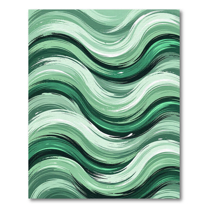 Deep Emerald Brushstroke Wave Rug