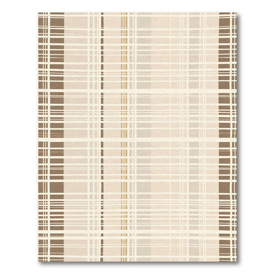 Earthy Beige Vertical Stripe Grid Rug