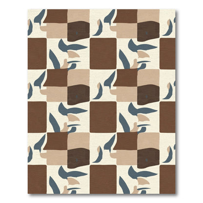 Abstract Mocha Cubist Faces Rug