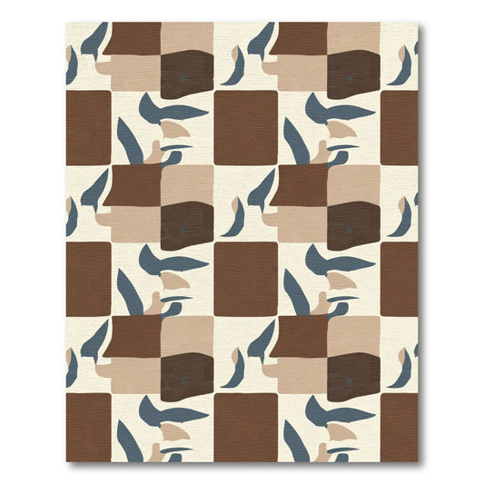 Abstract Mocha Cubist Faces Rug