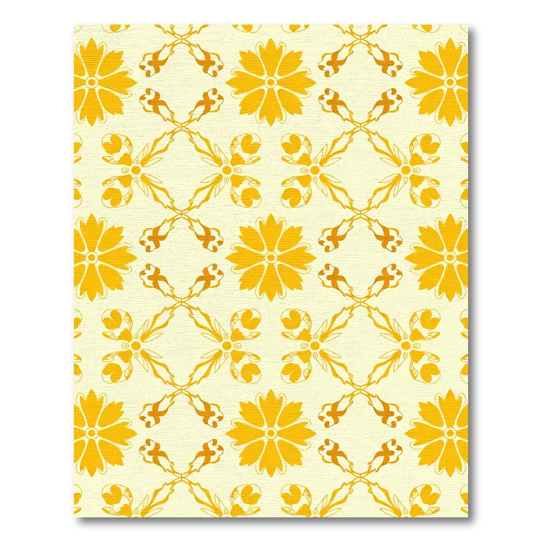 Golden Floral Lattice Outline Rug