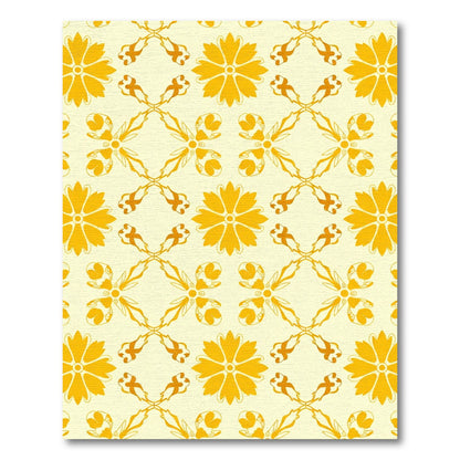 Golden Floral Lattice Outline Rug
