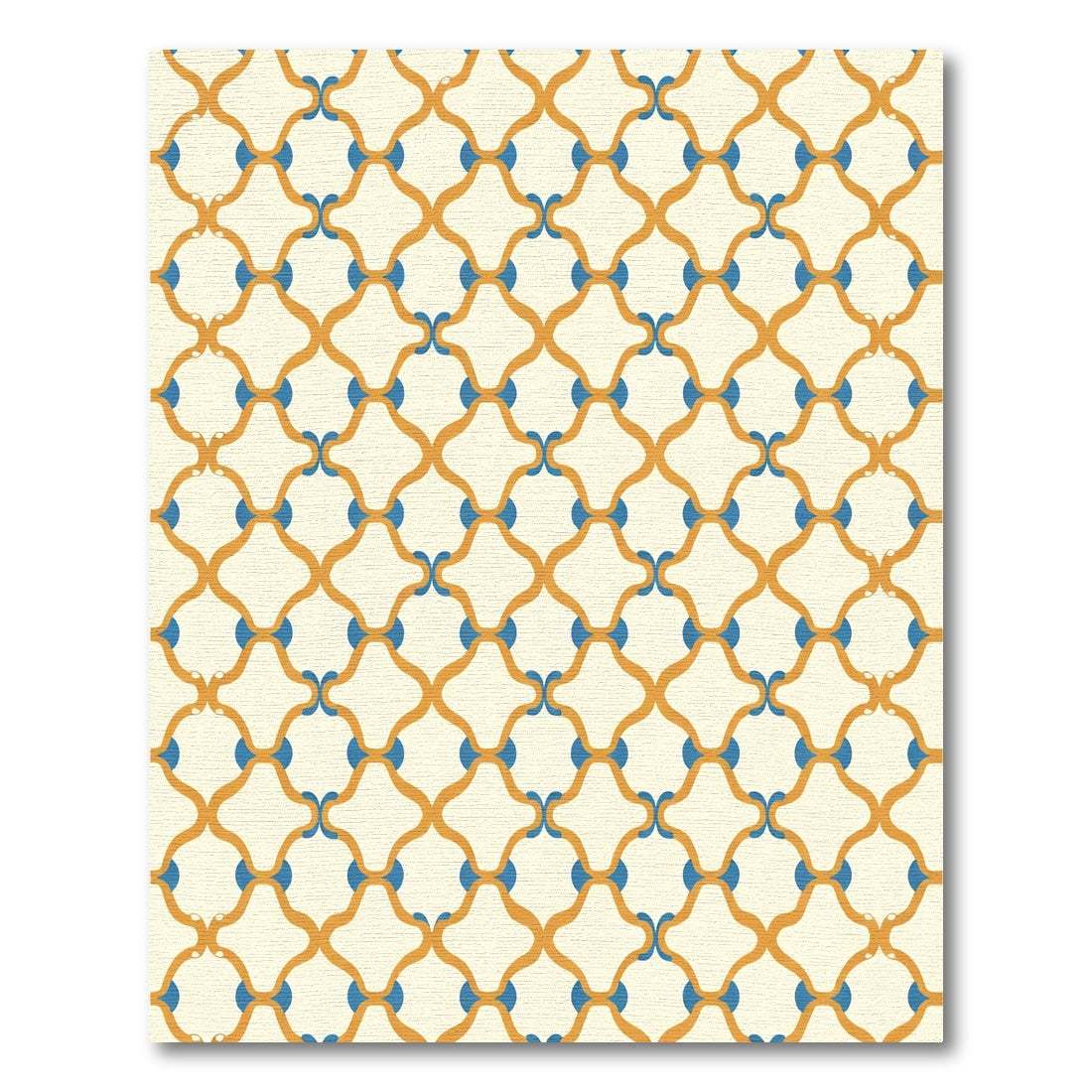 Ornate Golden Arcs Blue Dots Rug