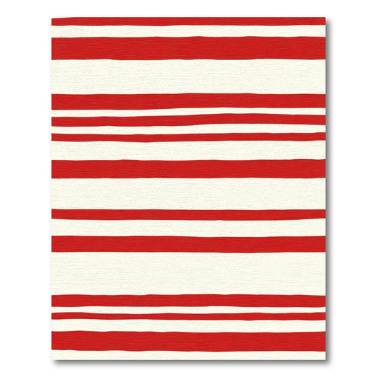 Bold Red Cream Horizontal Stripes Rug
