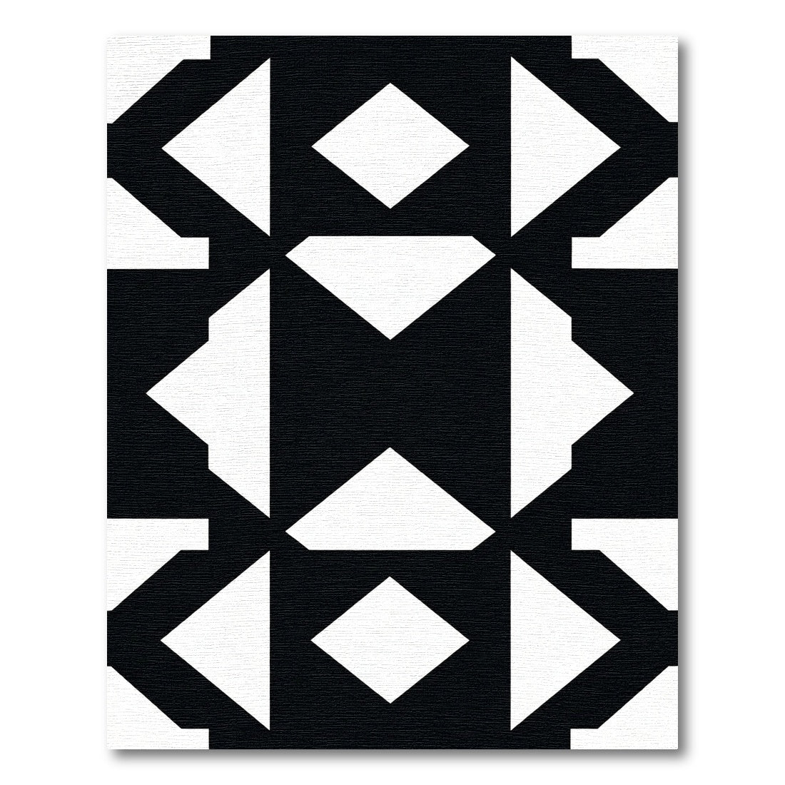 Black White Geometric Diamond Shapes Rug
