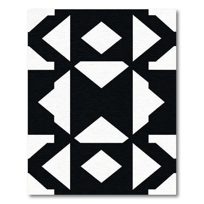 Black White Geometric Diamond Shapes Rug