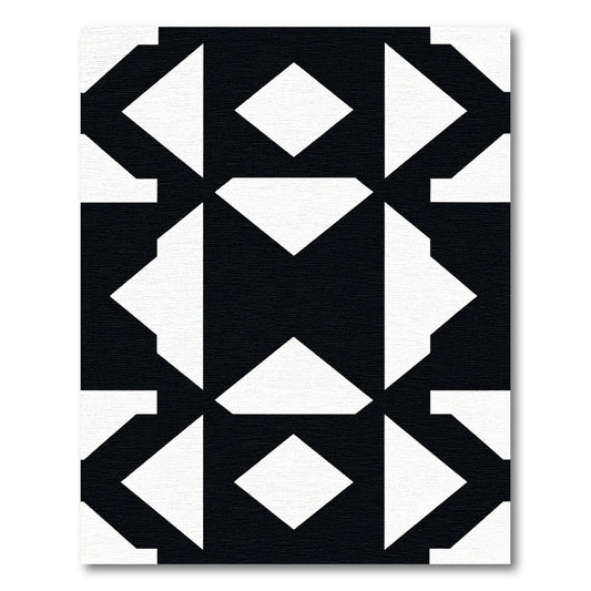Black White Geometric Diamond Shapes Rug