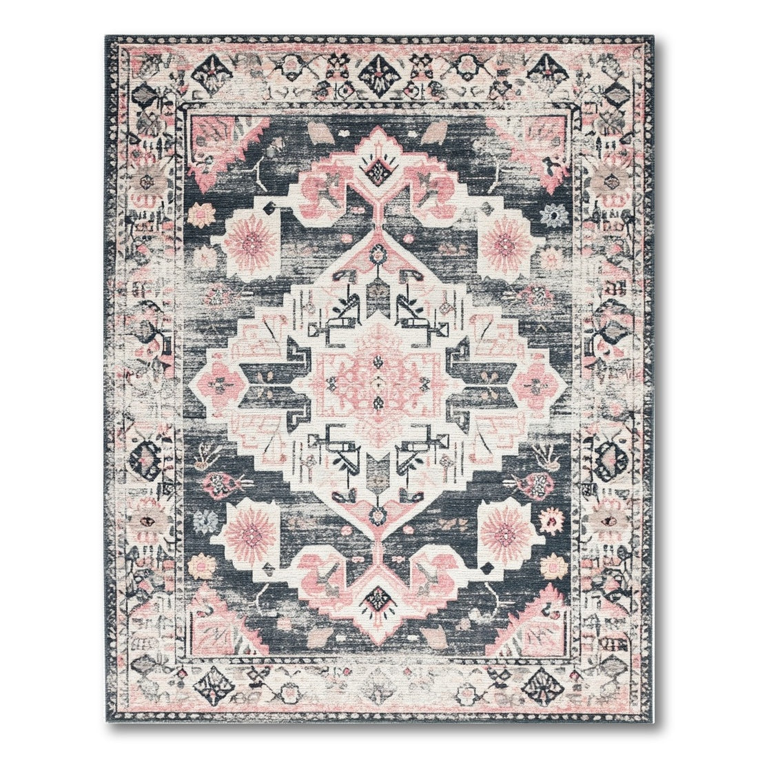 Pink Distressed Vintage Pink Area Rug