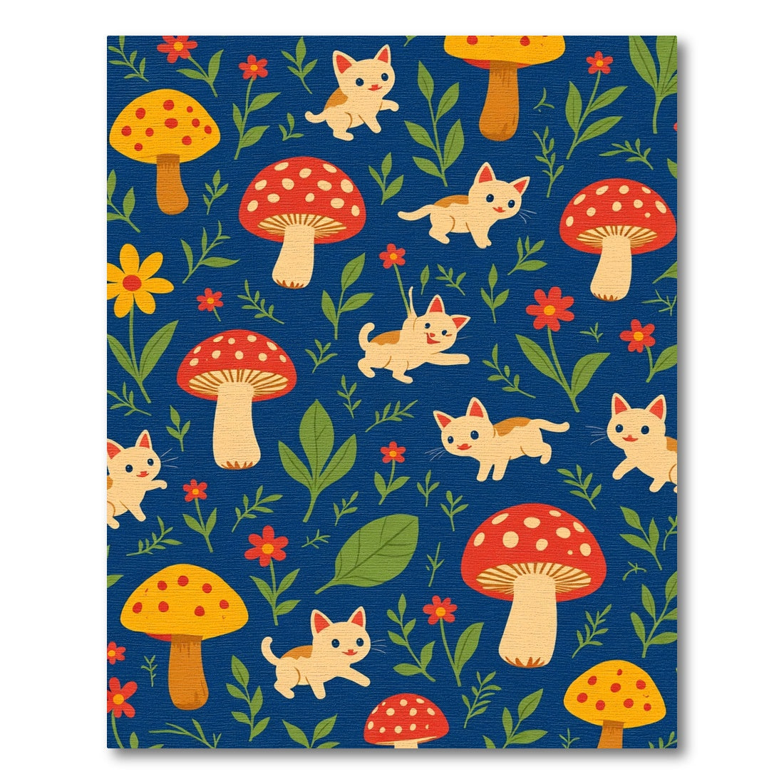Whimsical Kittens And Mushrooms Meadow Rug