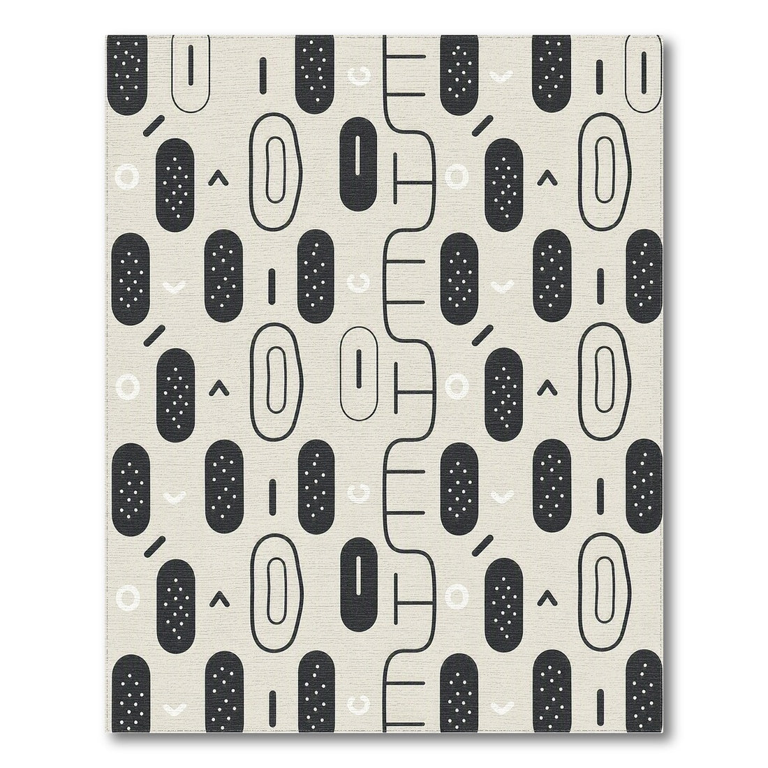 Black and White Black White Geometric Oval Area Rug