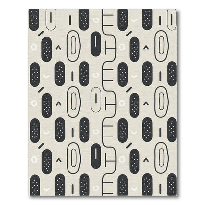 Black and White Black White Geometric Oval Area Rug